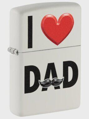 I Love Dad, Raised Print - White Matte ZIPPO LIGHTER